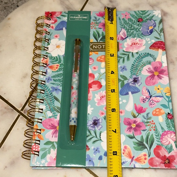 NWT Clementine Paper Mushroom Floral Theme Spiral Journal Notebook Pen Gift Set - Picture 4 of 8
